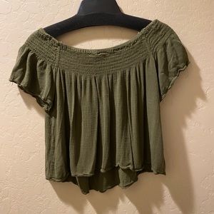 Alythea Olive Green Off The Shoulder Blouse